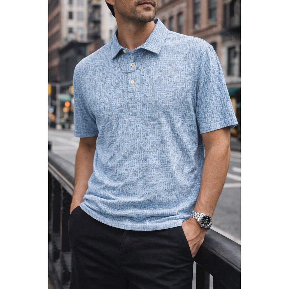 Peter Millar Seaside Polo XL Blue Tiki Resort Pima Cotton Luxury Golf Shirt - Picture 4 of 14